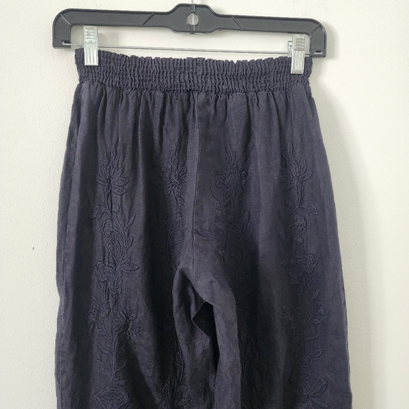 Johnny Was Renee Embroired Side Slit Palazzo Linen Pants Size XS - Picture 12 of 17